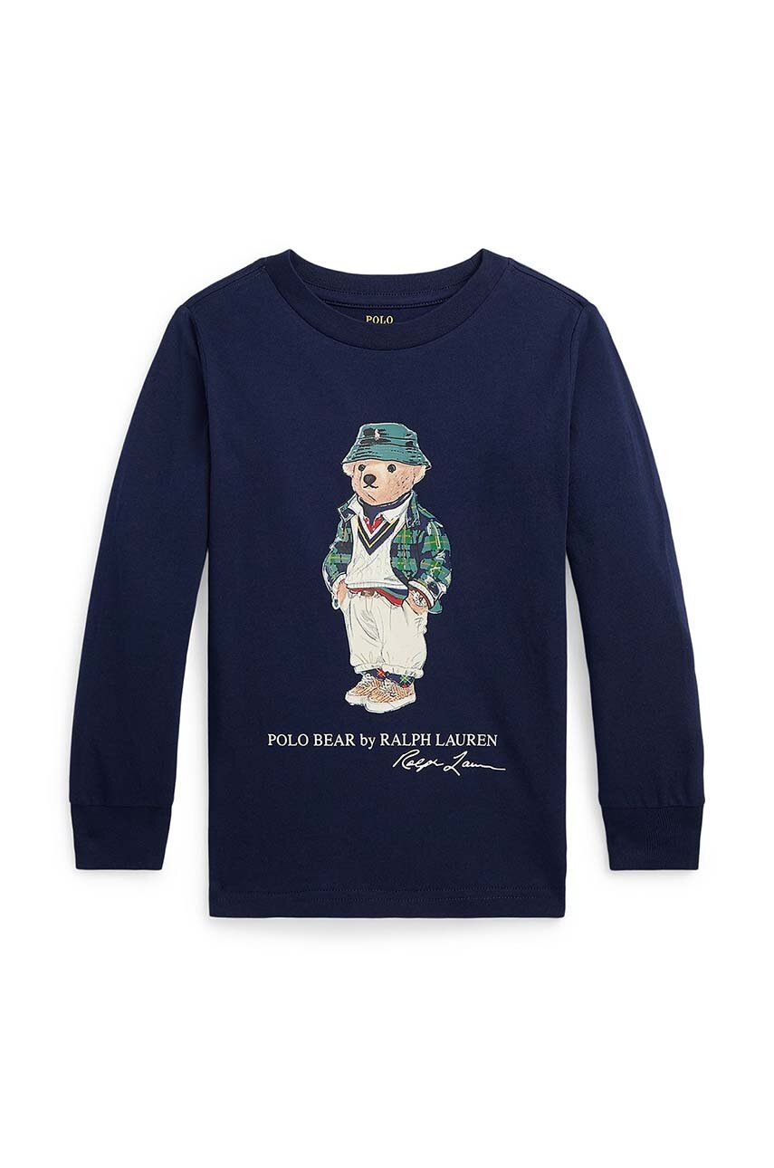 

Хлопковый детский лонгслив Polo Ralph Lauren цвет синий с принтом