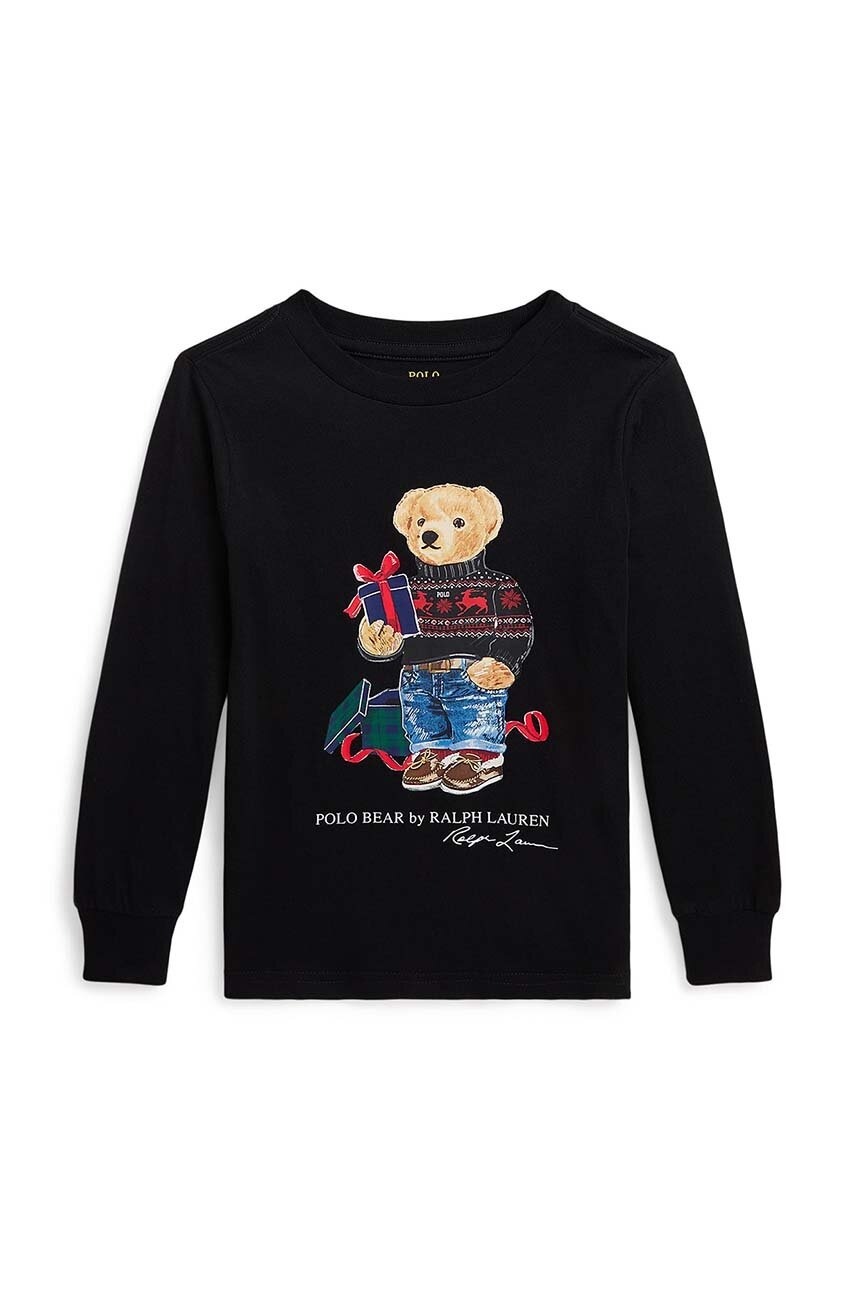 

Дитяча бавовняна кофта Polo Ralph Lauren колір чорний з принтом
