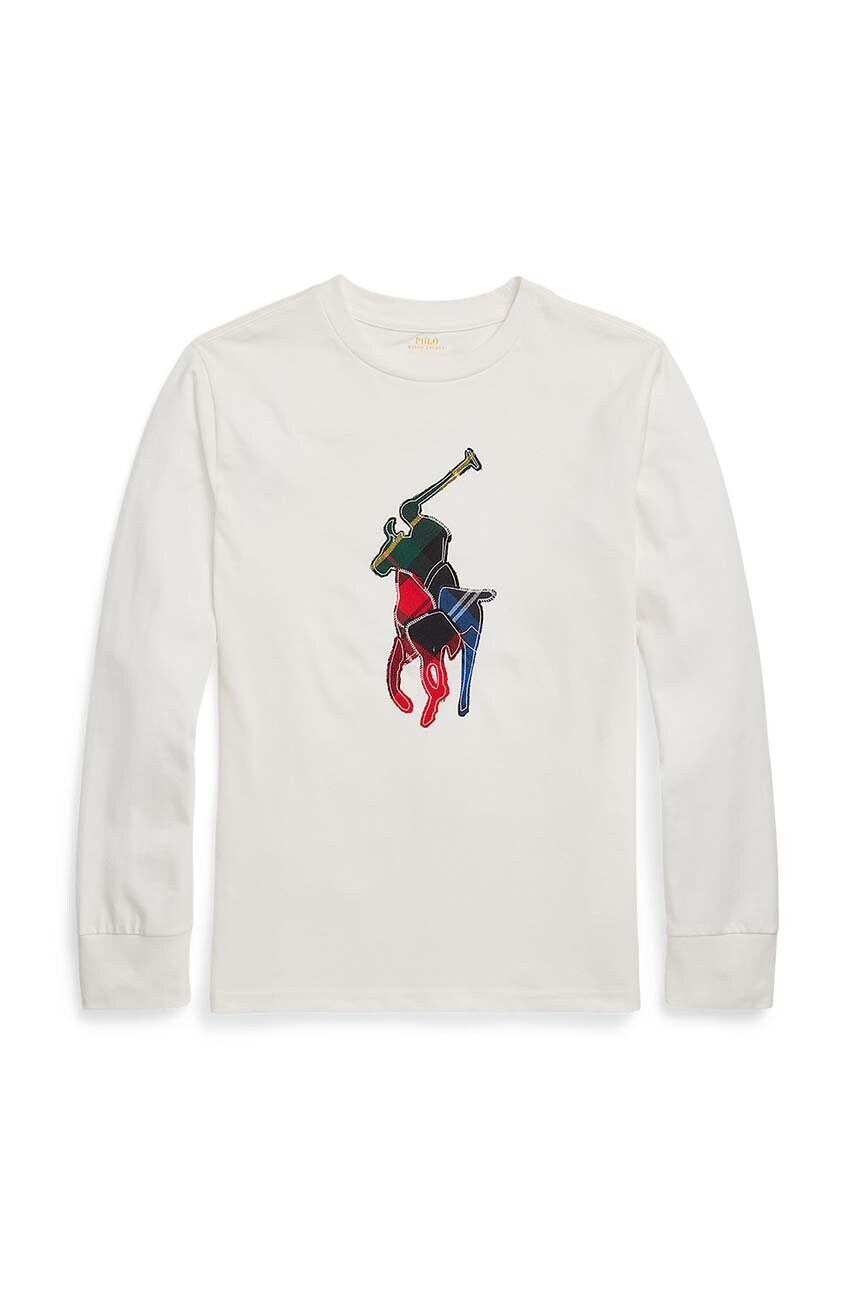 

Дитячий бавовняний лонгслів Polo Ralph Lauren колір білий з принтом