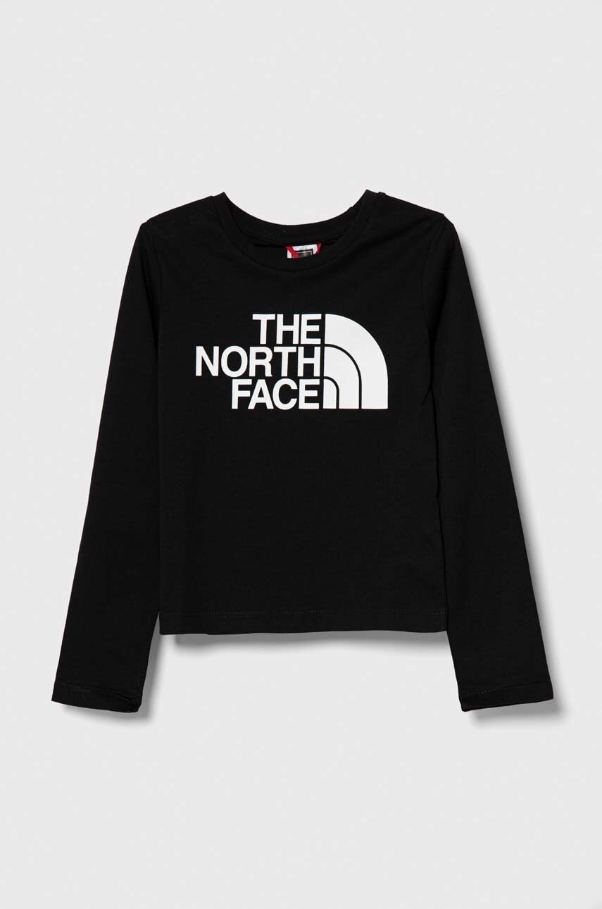 Хлопковый детский лонгслив The North Face L/S EASY TEE цвет чёрный с принтом Хлопковый детский лонгслив The North Face L/S EASY TEE цвет чёрный с принтом