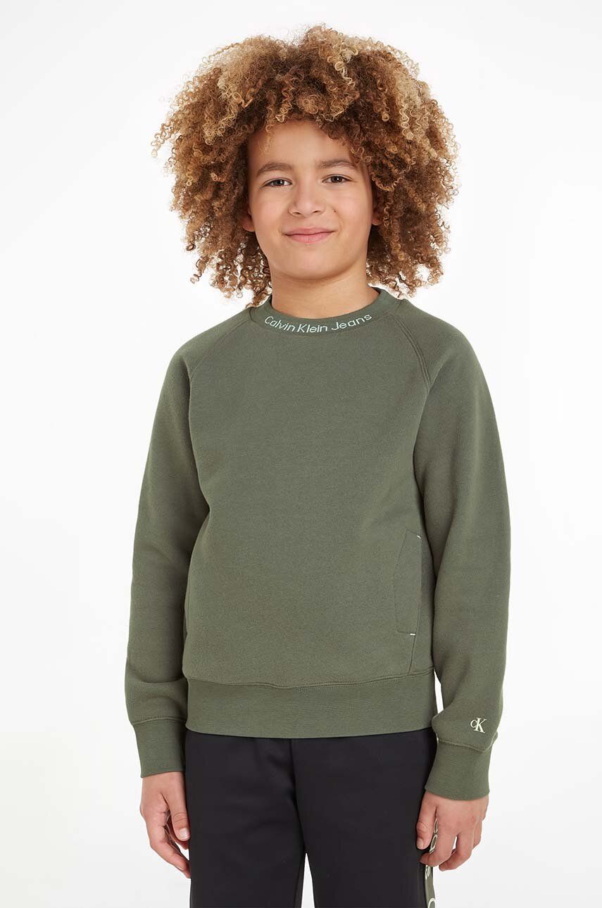 E-shop Košilka Calvin Klein Jeans zelená barva, hladká