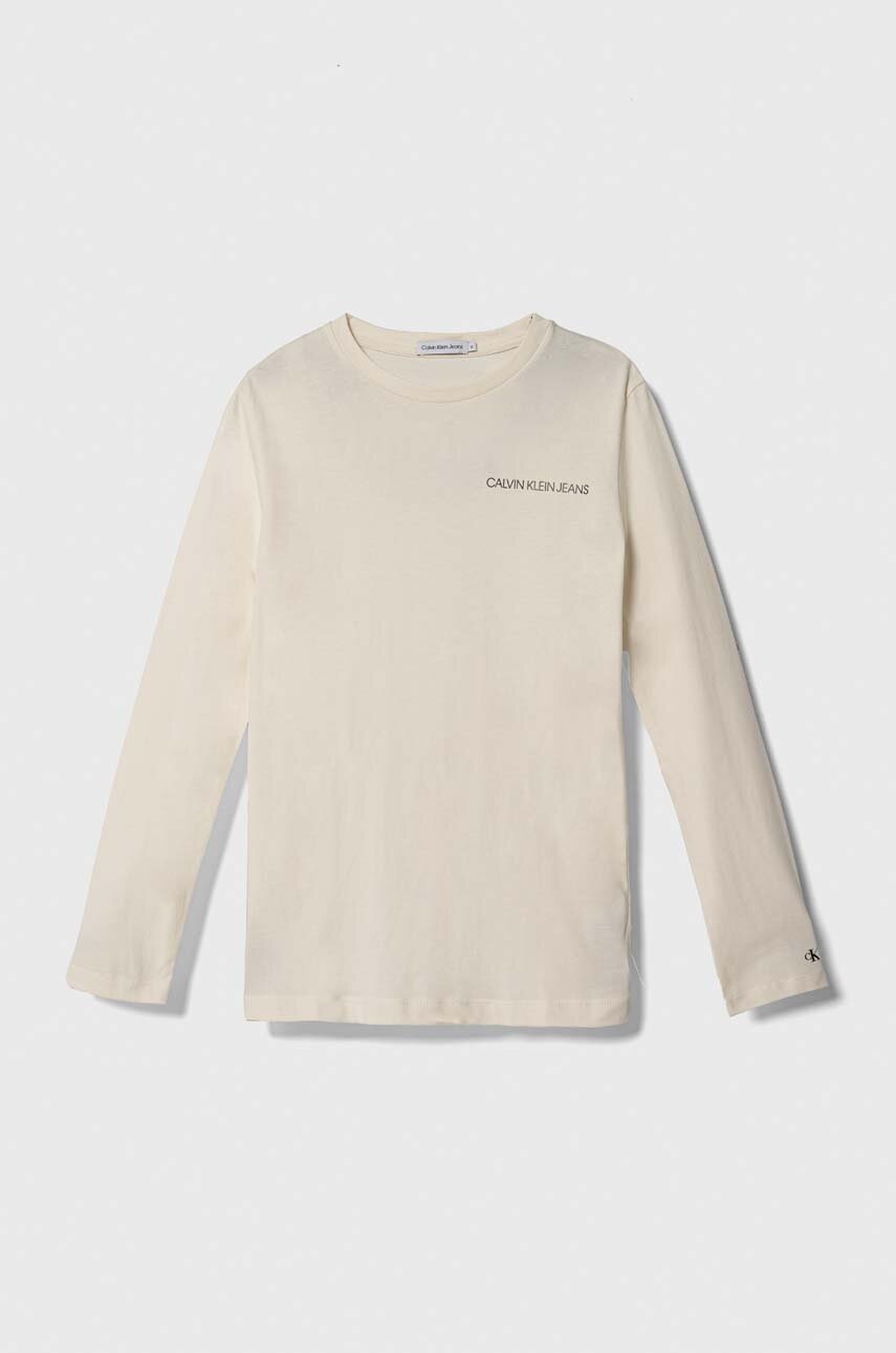 

Детска блуза с дълги ръкави Calvin Klein Jeans в бежово с принт, Бежов