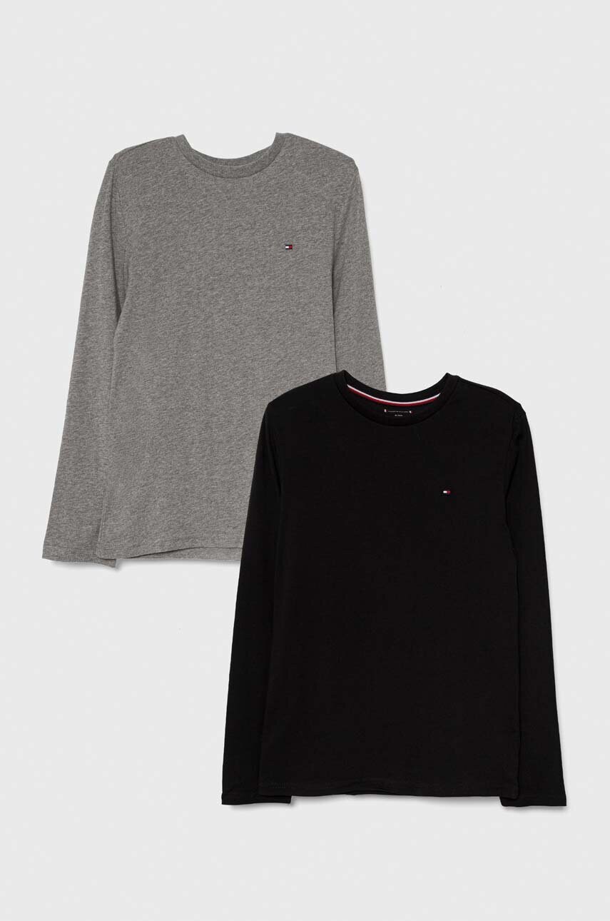

Дитячий бавовняний лонгслів Tommy Hilfiger 2-pack колір сірий меланж