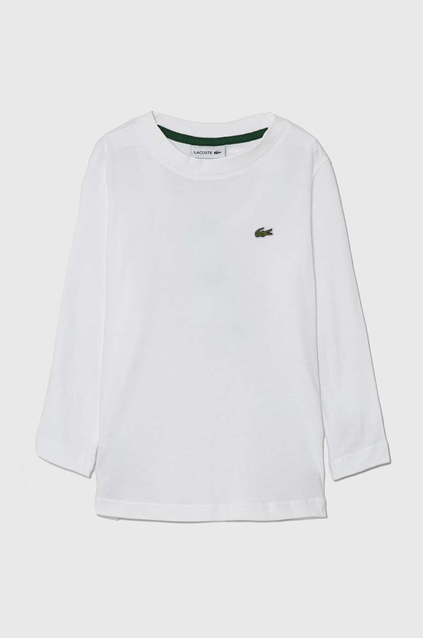 Levně Dětská bavlněná košile s dlouhým rukávem Lacoste bílá barva