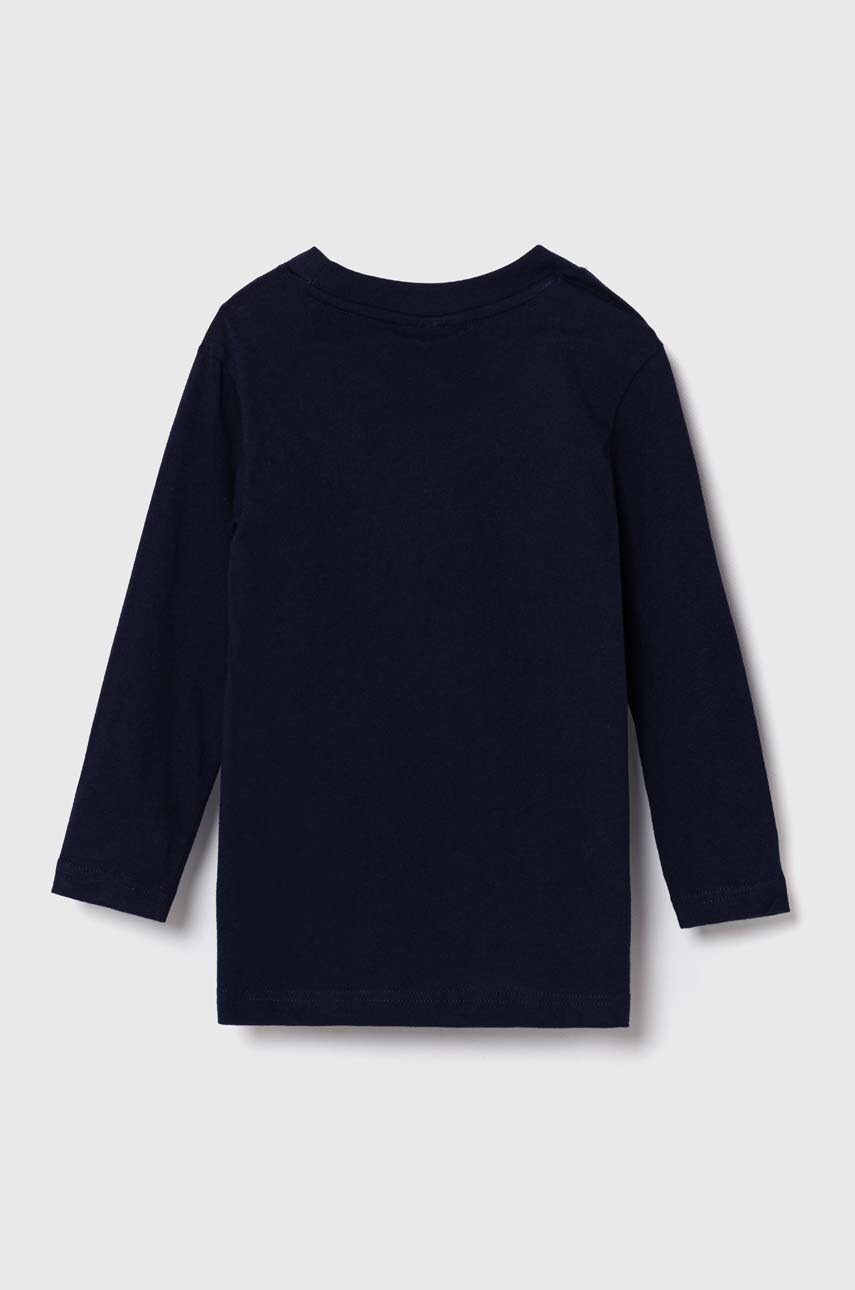 Хлопковый детский лонгслив Lacoste цвет синий однотонный Хлопковый детский лонгслив Lacoste цвет синий однотонный