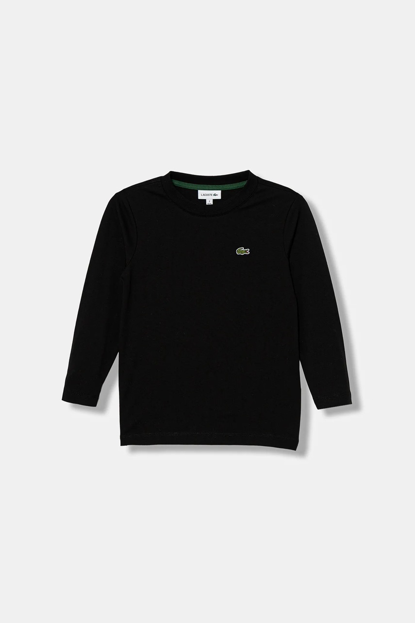 Lacoste longsleeve din bumbac pentru copii culoarea alb, uni, TJ1123