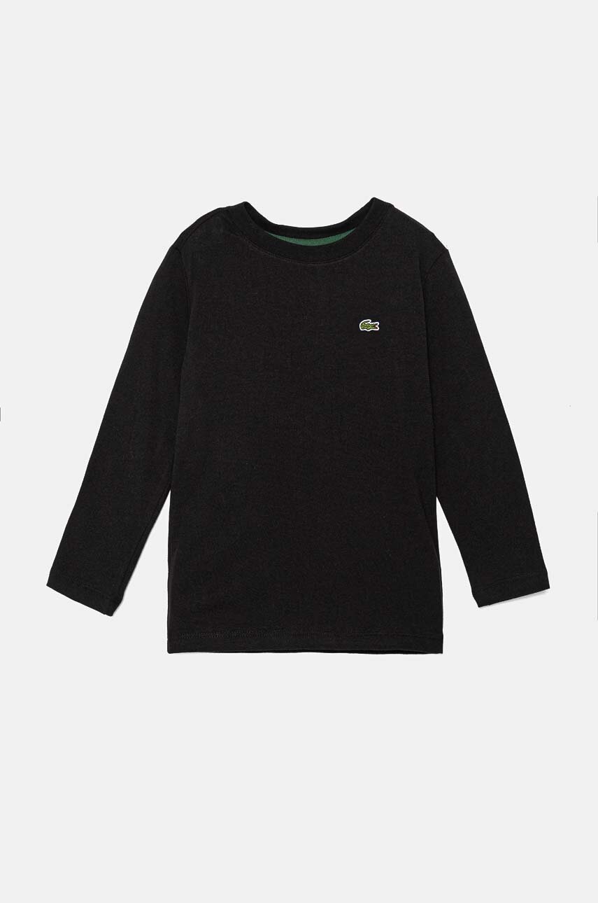 

Детска блуза с дълги ръкави Lacoste в черно с изчистен дизайн, Черен