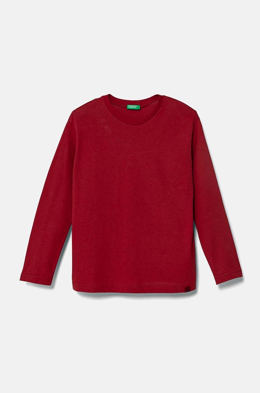 

Детска блуза с дълги ръкави United Colors of Benetton в зелено с изчистен дизайн, Бордо