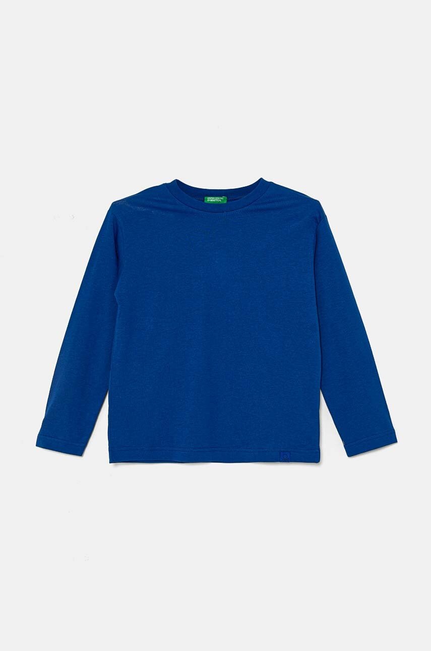 

Детска блуза с дълги ръкави United Colors of Benetton в зелено с изчистен дизайн, Син