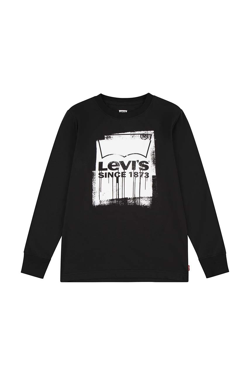 

Детска блуза с дълги ръкави Levi's в черно с принт, Черен