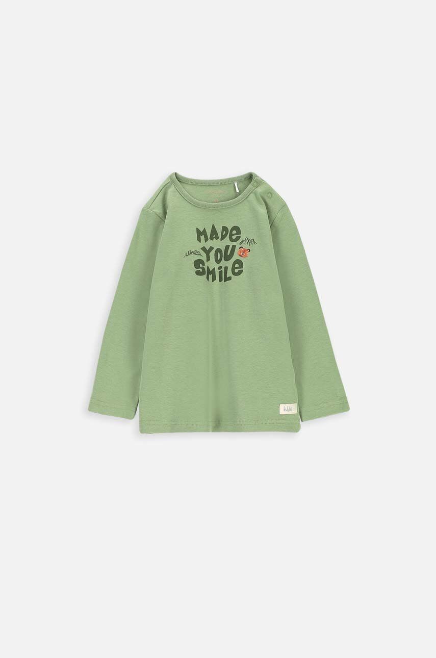 Dětské bavlněné tričko s dlouhým rukávem Coccodrillo zelená barva, s potiskem - zelená - 100 % Bavln