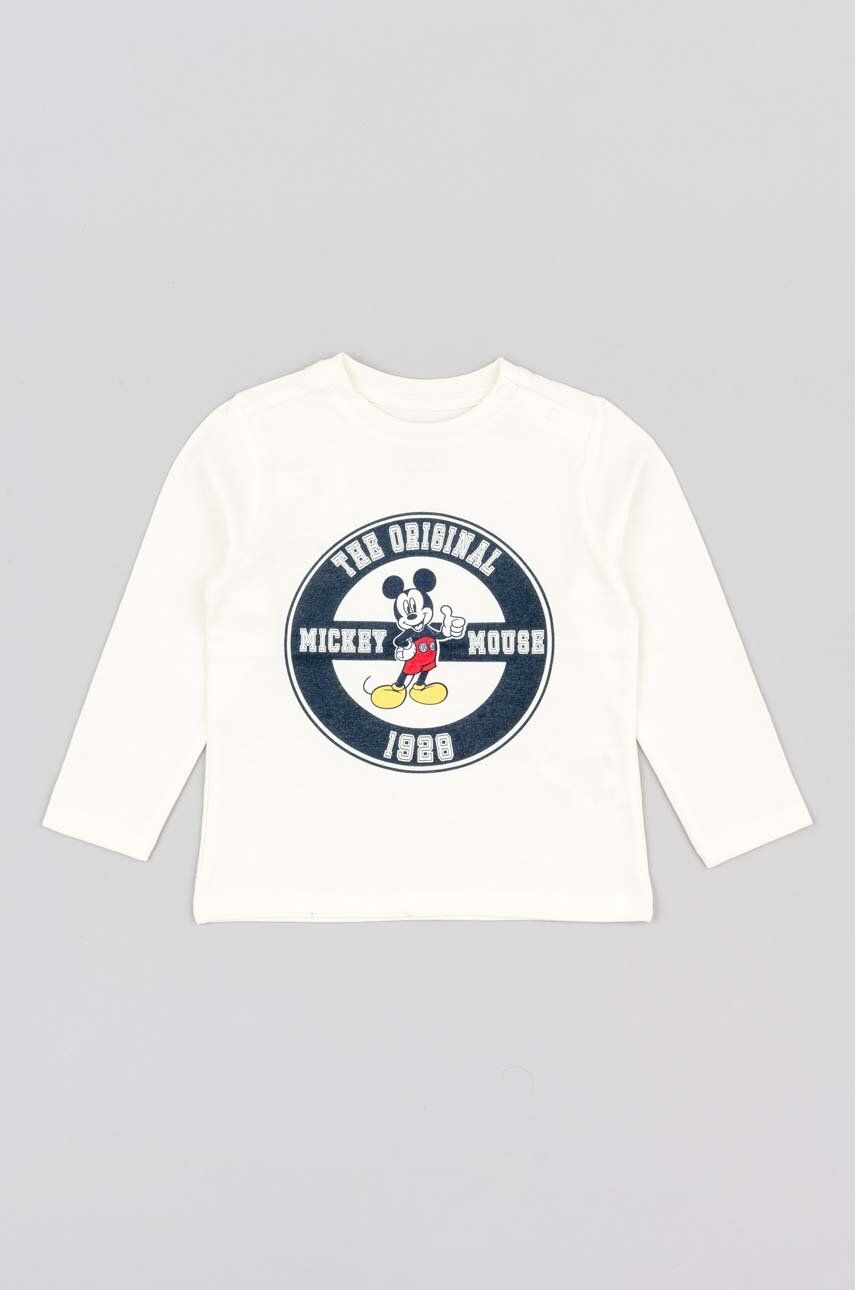 Levně Dětské bavlněné tričko s dlouhým rukávem zippy bílá barva, s potiskem