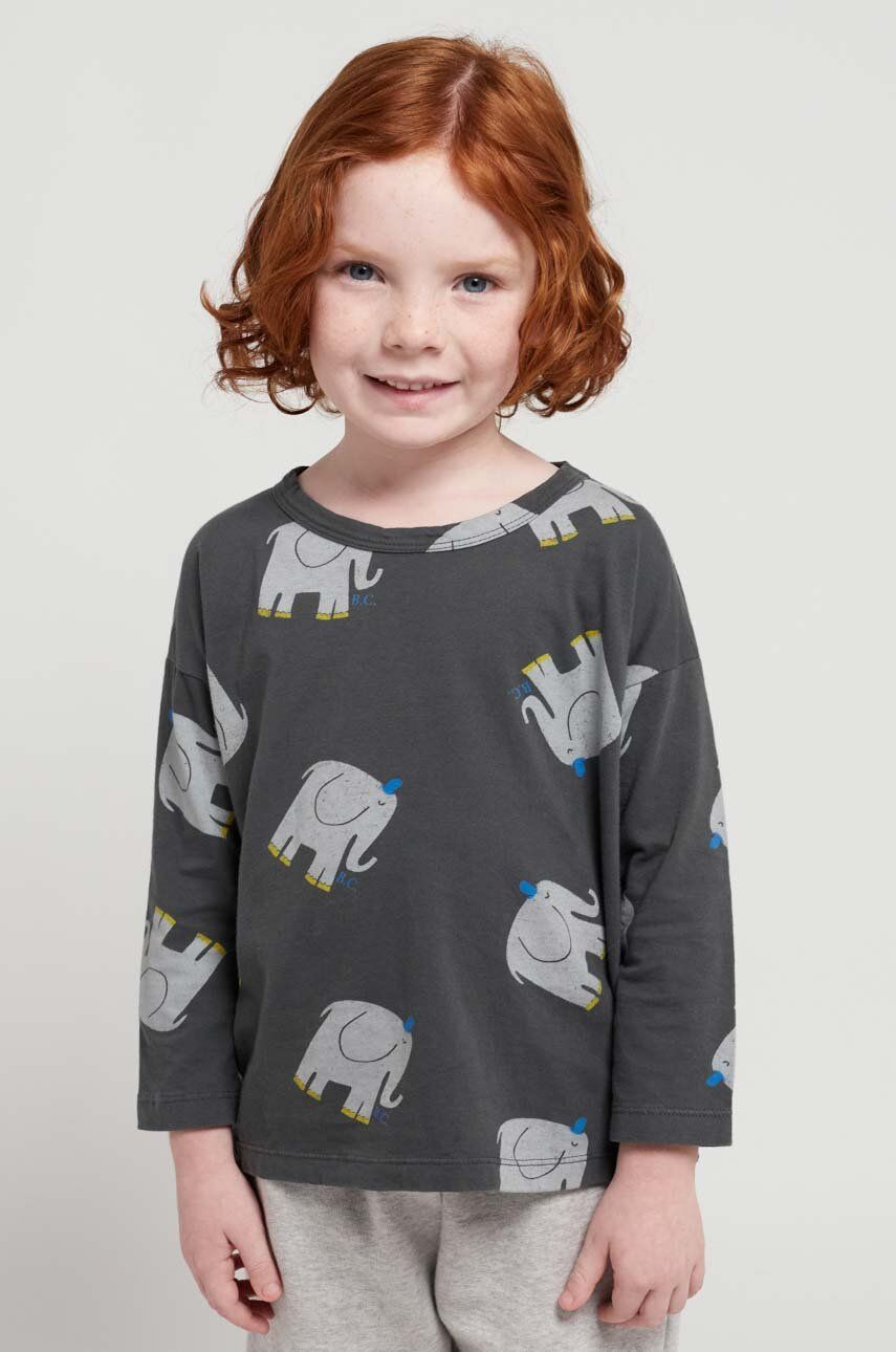 E-shop Dětská bavlněná košile s dlouhým rukávem Bobo Choses šedá barva, s potiskem