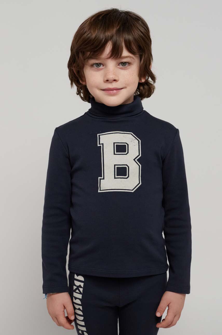 Dětské tričko s dlouhým rukávem Bobo Choses tmavomodrá barva, s potiskem - námořnická modř - 95 % Or