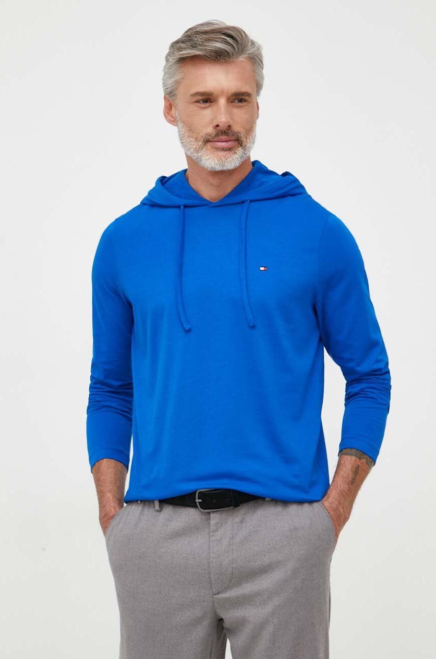 Bavlněné tričko s dlouhým rukávem Tommy Hilfiger - modrá -  100 % Bavlna
