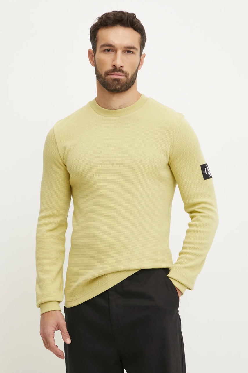 

Памучен суичър Calvin Klein Jeans в зелено с апликация J30J323485, Зелен