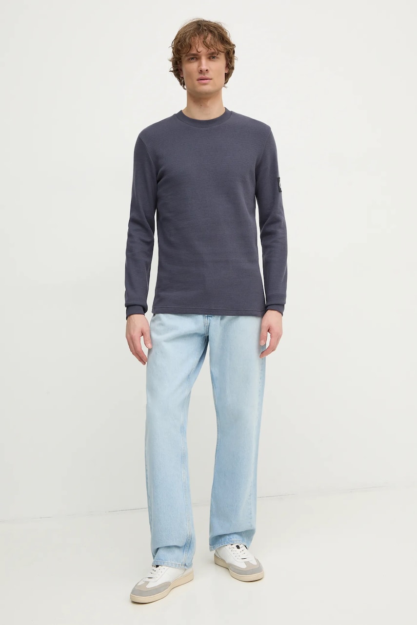Хлопковая кофта Calvin Klein Jeans цвет бежевый с аппликацией J30J323485 Хлопковая кофта Calvin Klein Jeans цвет бежевый с аппликацией J30J323485