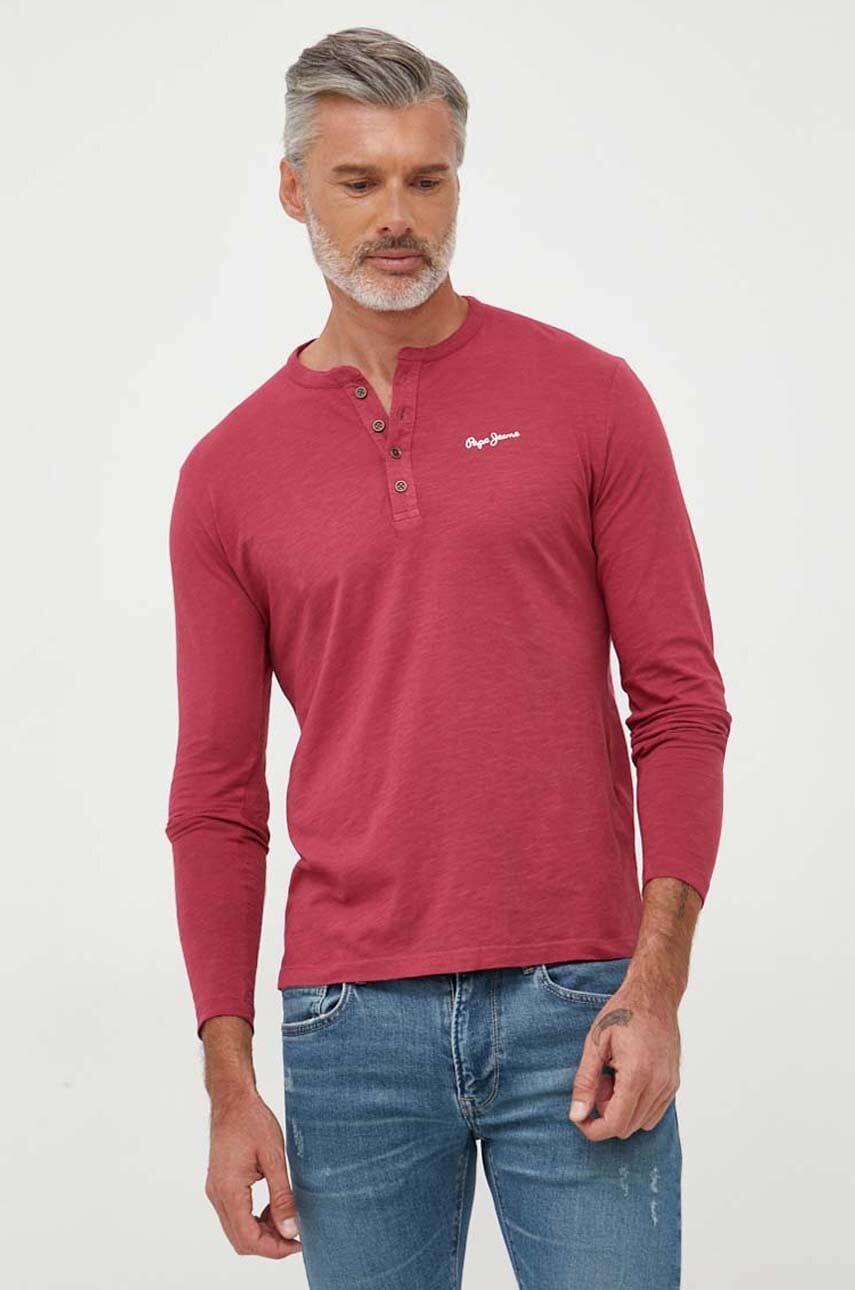 

Хлопковый лонгслив Pepe Jeans Wiltshire цвет розовый однотонный