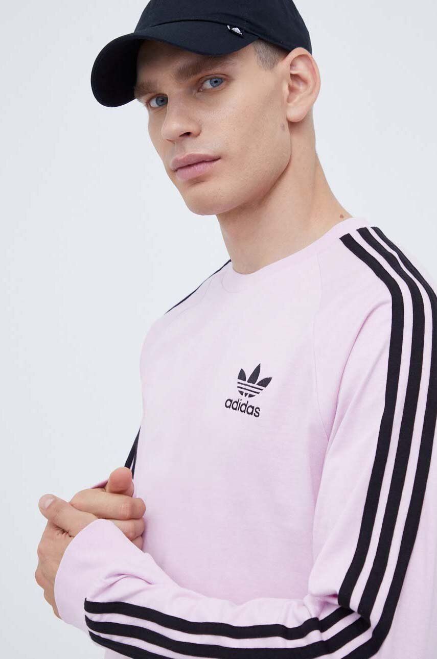 Bavlněné tričko s dlouhým rukávem adidas Originals růžová barva, s aplikací - růžová - Hlavní materi