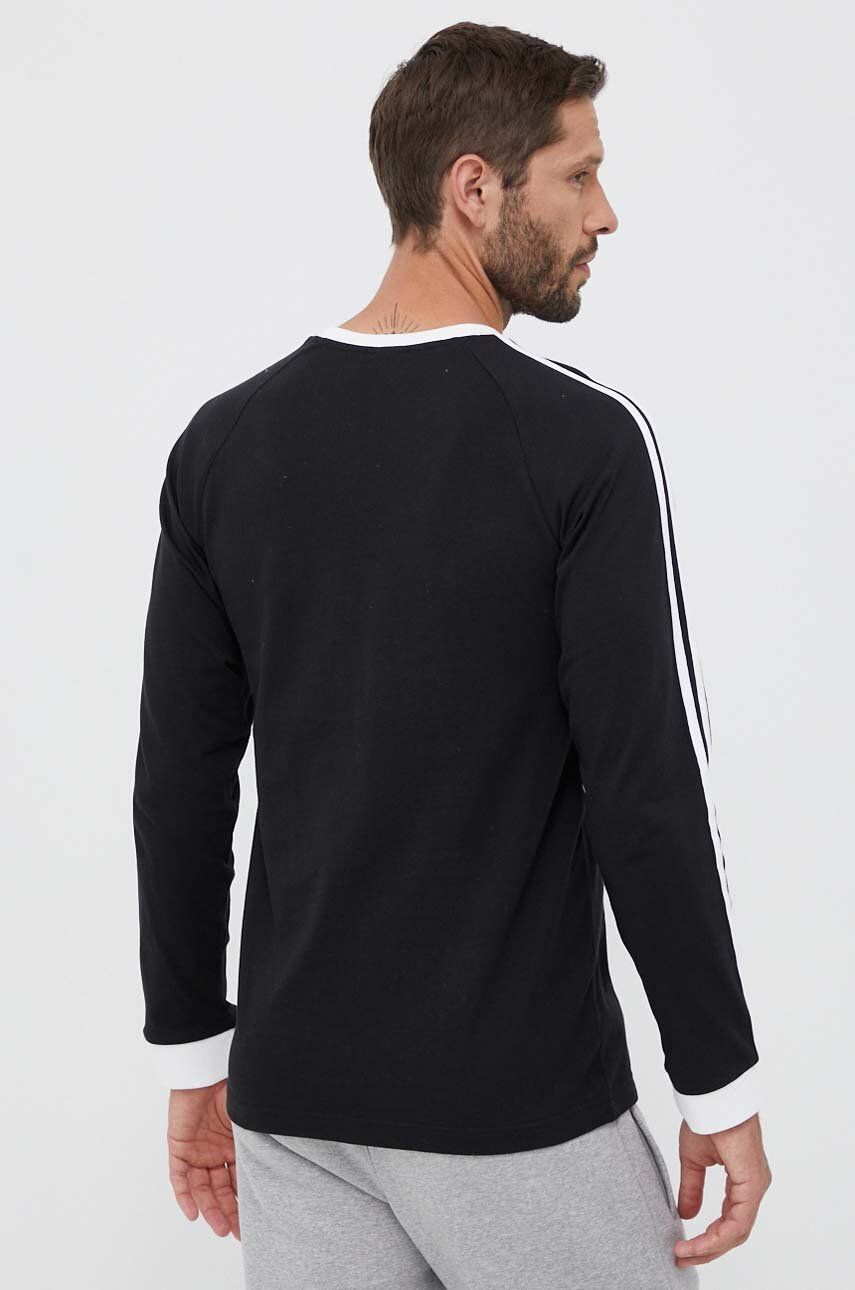 Adidas Originals Longsleeve Din Bumbac 3-Stripes Long Sleeve Tee Culoarea Negru, Cu Imprimeu IA4877-BLACK