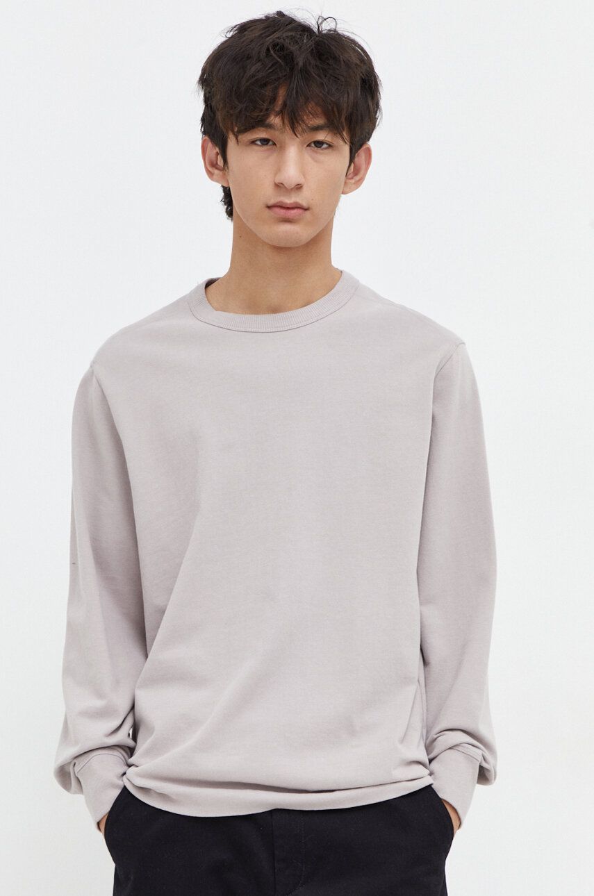 E-shop Bavlněné tričko s dlouhým rukávem Abercrombie & Fitch šedá barva