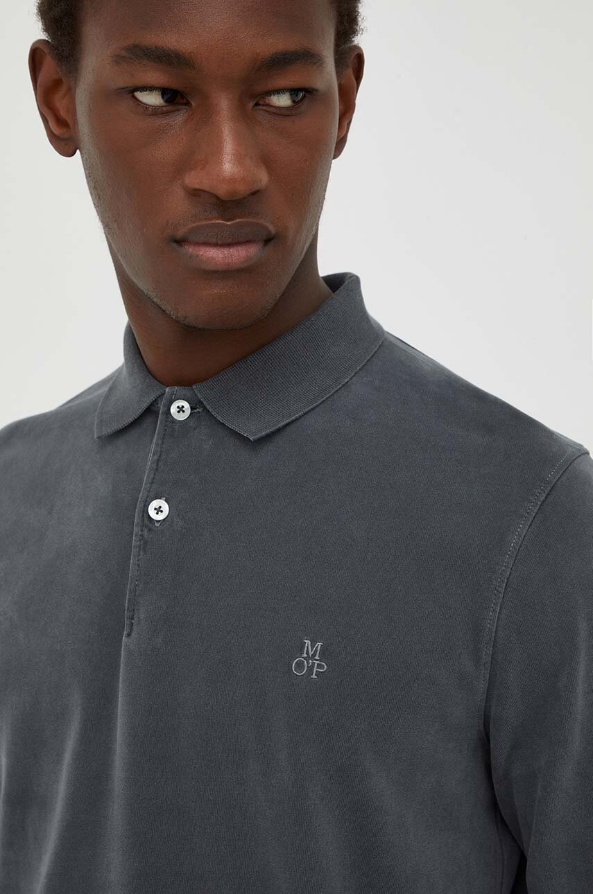

Хлопковый лонгслив Marc O'Polo цвет серый однотонный