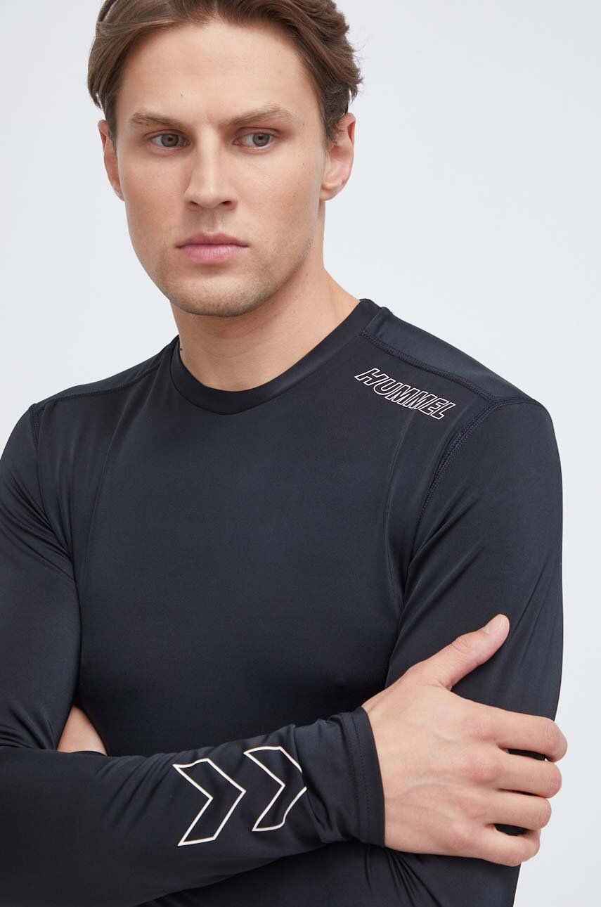 Tréninkové tričko s dlouhým rukávem Hummel Topaz černá barva, s potiskem - černá - 85 % Polyester