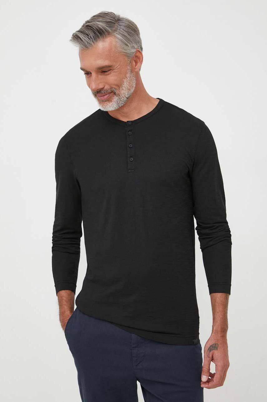 Bavlněné tričko s dlouhým rukávem United Colors of Benetton černá barva - černá -  100 % Bavlna