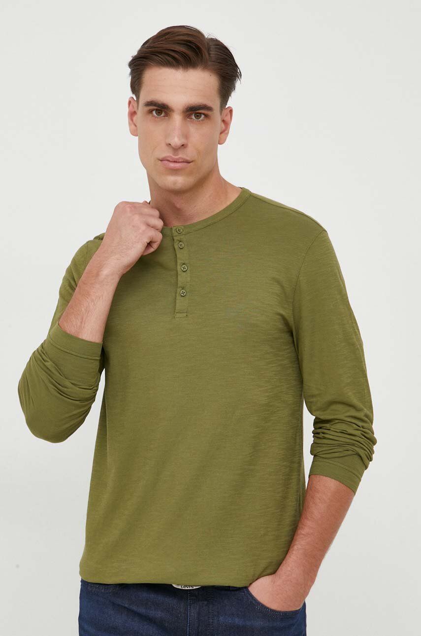 Bavlněné tričko s dlouhým rukávem United Colors of Benetton zelená barva - zelená -  100 % Bavl