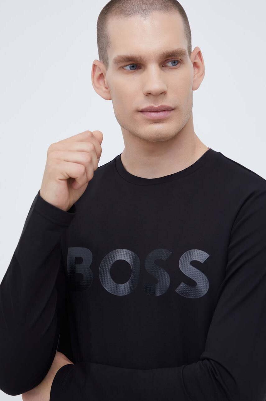 

Лонгслів Boss Green BOSS GREEN чоловічий колір чорний з принтом