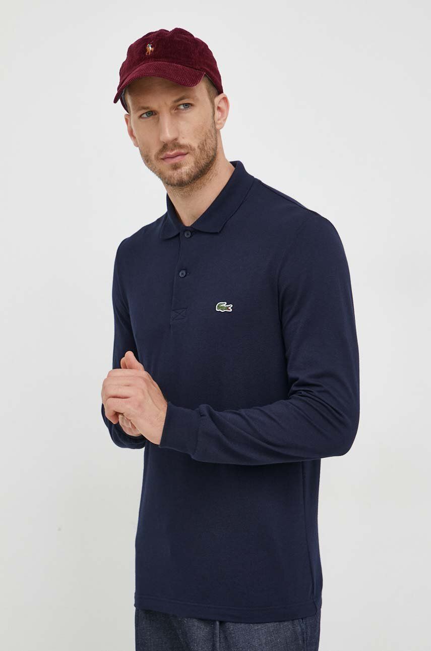 Tričko s dlouhým rukávem Lacoste tmavomodrá barva - námořnická modř - 57 % Bavlna
