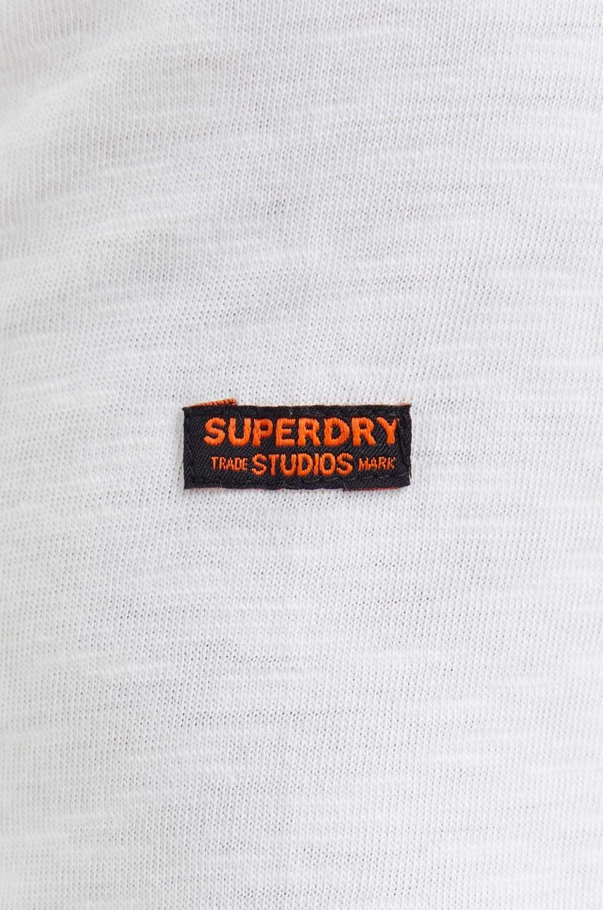 Бавовняний лонгслів Superdry колір білий однотонний 