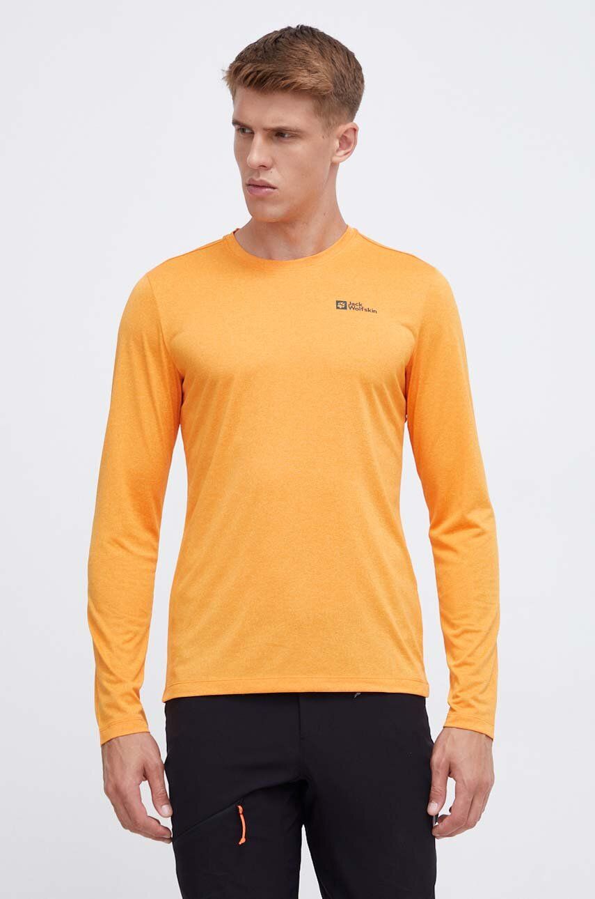 Športové tričko s dlhým rukávom Jack Wolfskin Sky Thermal oranžová farba, melanžové