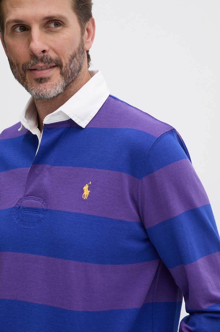 

Памучна блуза с дълги ръкави Polo Ralph Lauren в лилаво с десен, Виолетов