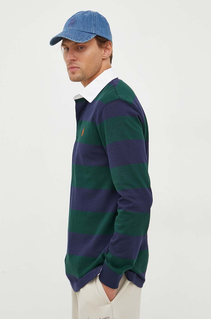 

Памучна блуза с дълги ръкави Polo Ralph Lauren в зелено с десен, Зелен