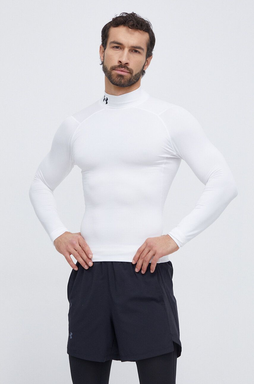 Tréninkové tričko s dlouhým rukávem Under Armour ColdGear Compression bílá barva - bílá - Materiál č