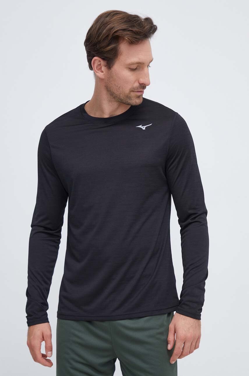 Mizuno longsleeve pentru alergare Impulse Core culoarea negru, cu imprimeu