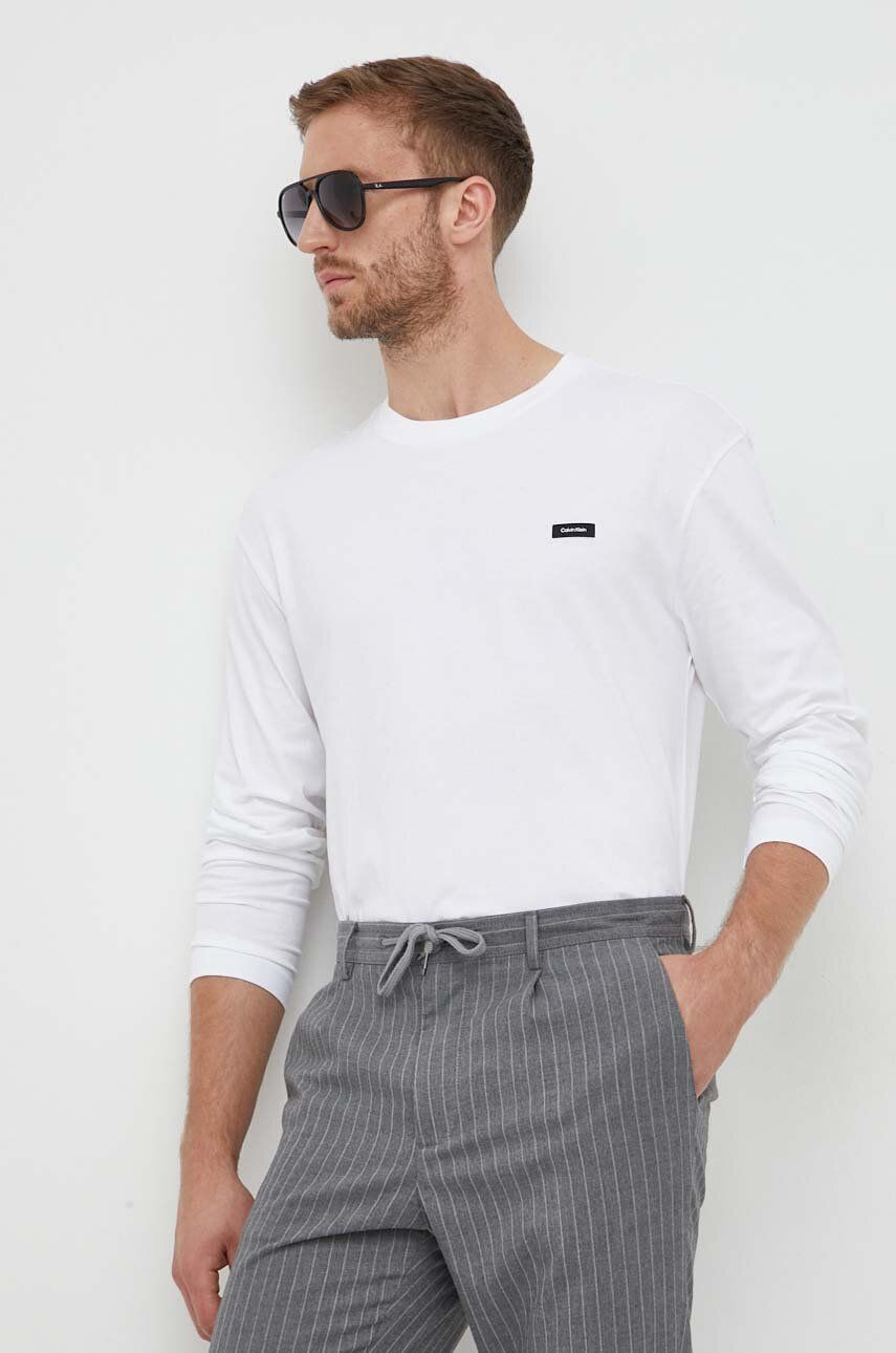 E-shop Bavlněné tričko s dlouhým rukávem Calvin Klein bílá barva