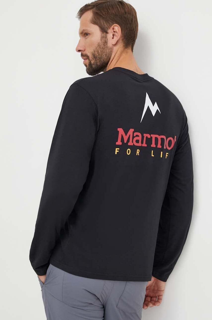 E-shop Sportovní tričko s dlouhým rukávem Marmot Marmot For Life černá barva, s potiskem