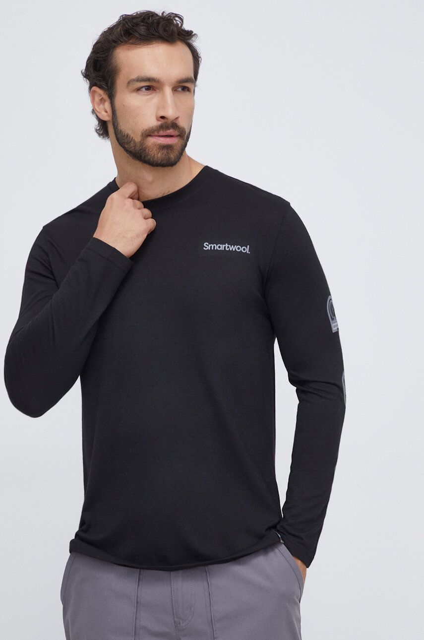 Sportovní tričko s dlouhým rukávem Smartwool Outdoor Patch Graphic černá barva, s potiskem - černá -