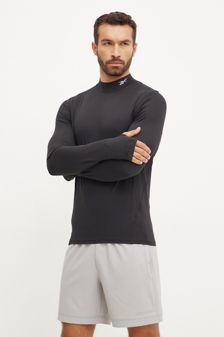 Reebok longsleeve barbati, culoarea negru, neted, 100070559