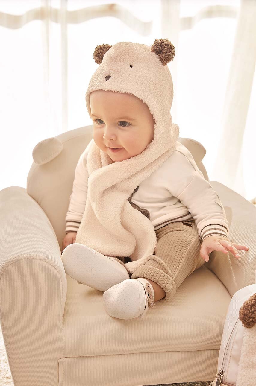 

Детская шапка и шарф Mayoral Newborn Gift box цвет бежевый