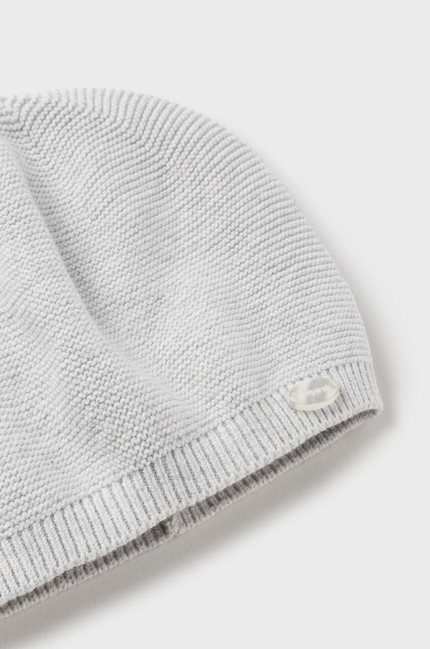Детская хлопковая шапка Mayoral Newborn цвет серый из тонкого трикотажа