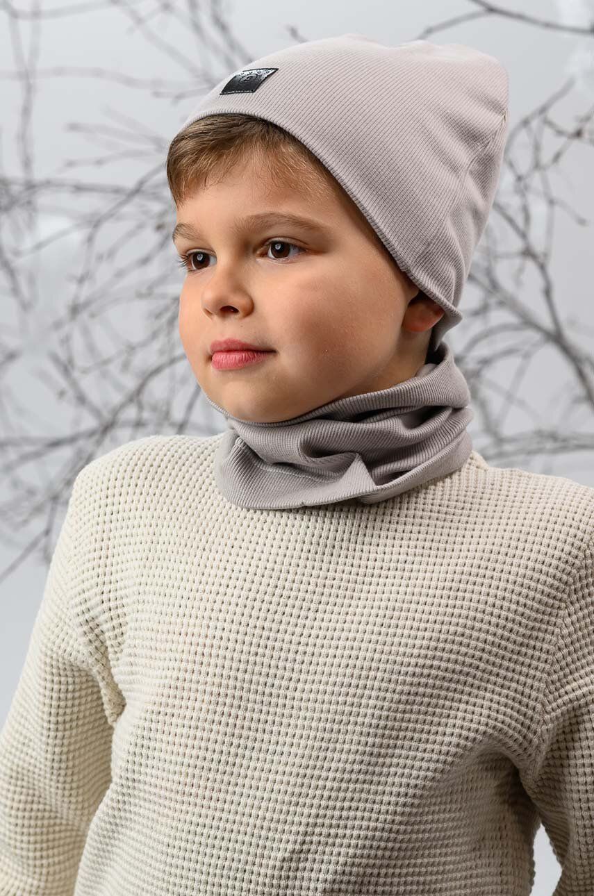 Dětska čepice Jamiks GUDRUN šedá barva, z tenké pleteniny - šedá - 98 % Bavlna