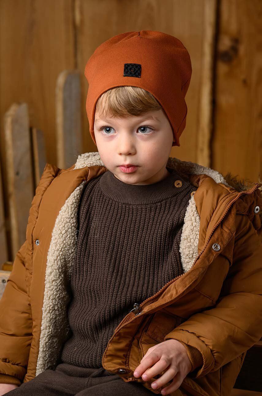 Dětska čepice Jamiks GUDRUN oranžová barva, z tenké pleteniny - oranžová - 98 % Bavlna