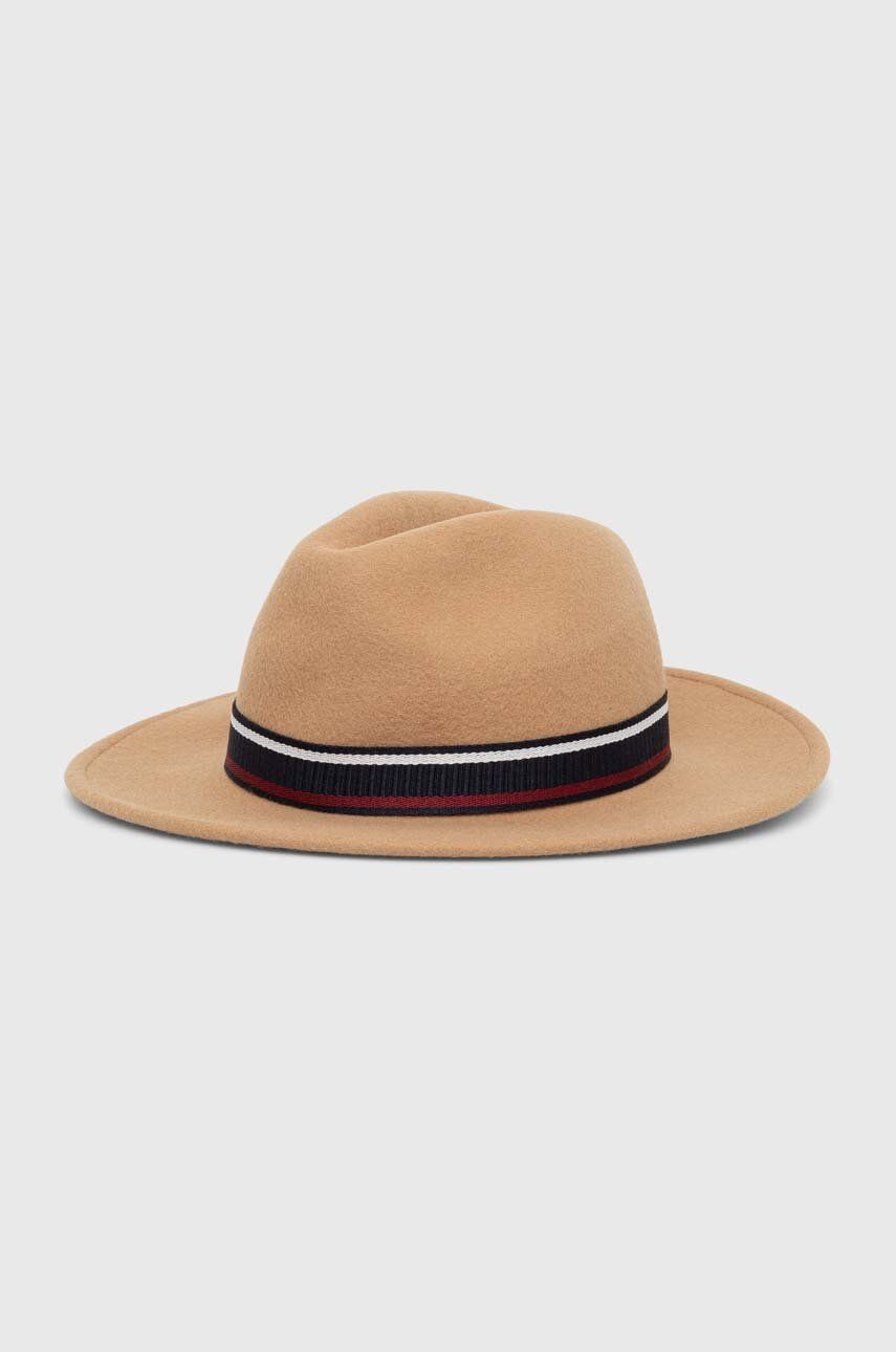 Vlněný klobouk Tommy Hilfiger béžová barva, vlněný - béžová -  100 % Vlna