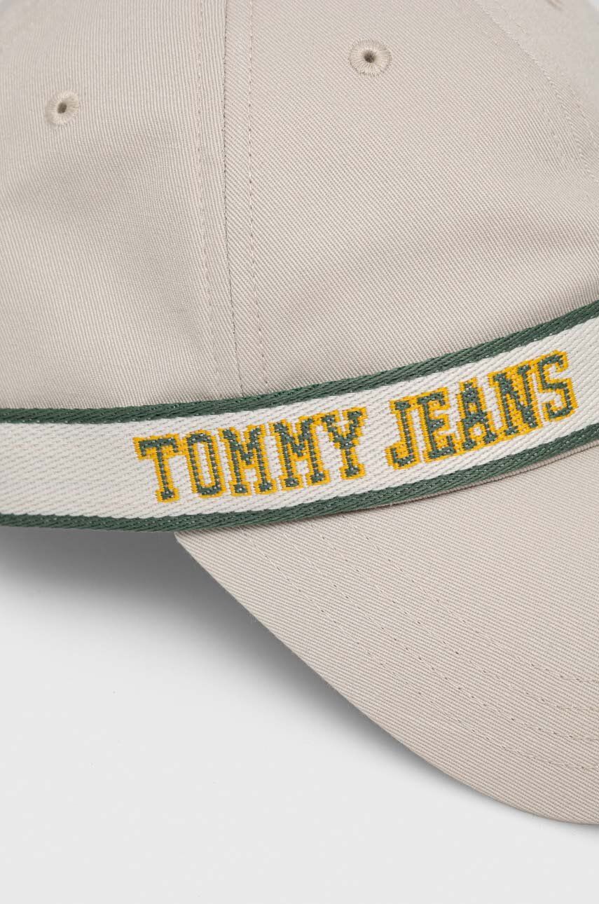 Tommy Jeans șapcă De Baseball Din Bumbac Culoarea Bej, Cu Imprimeu