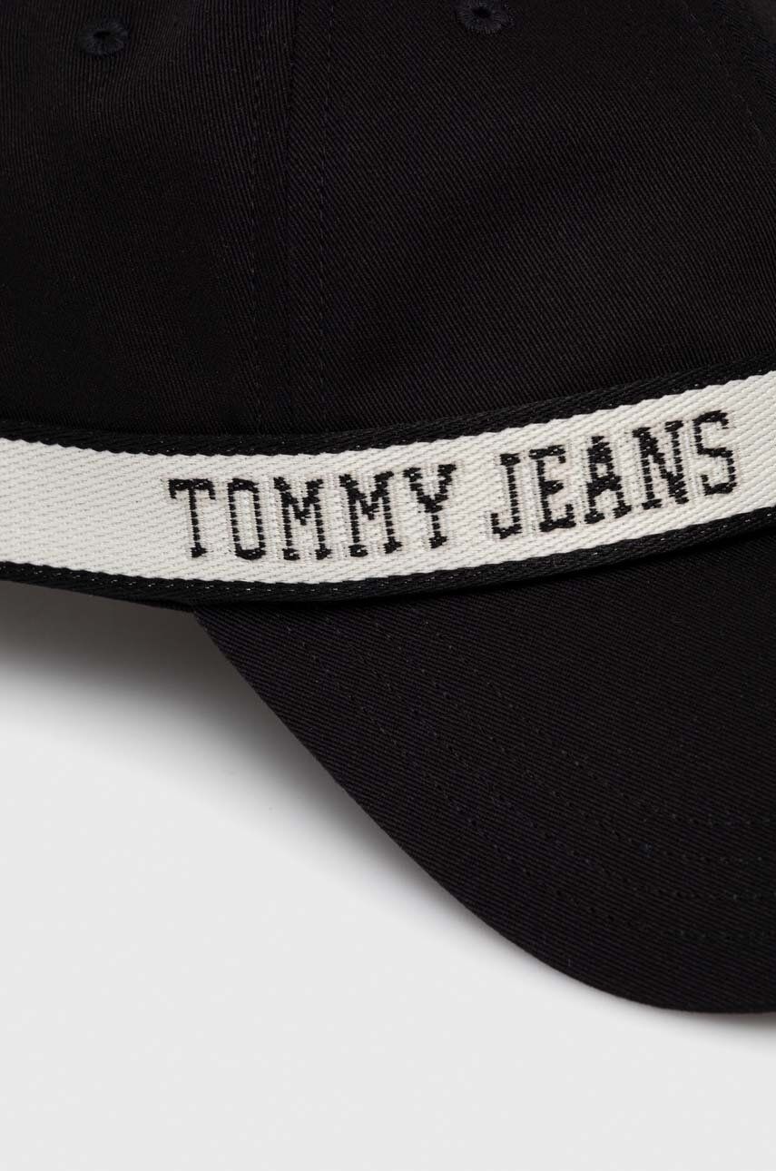 Tommy Jeans șapcă De Baseball Din Bumbac Culoarea Negru, Cu Imprimeu