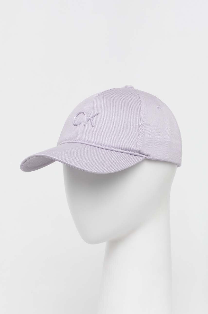 Kšiltovka Calvin Klein fialová barva, hladká - fialová -  50 % Bavlna