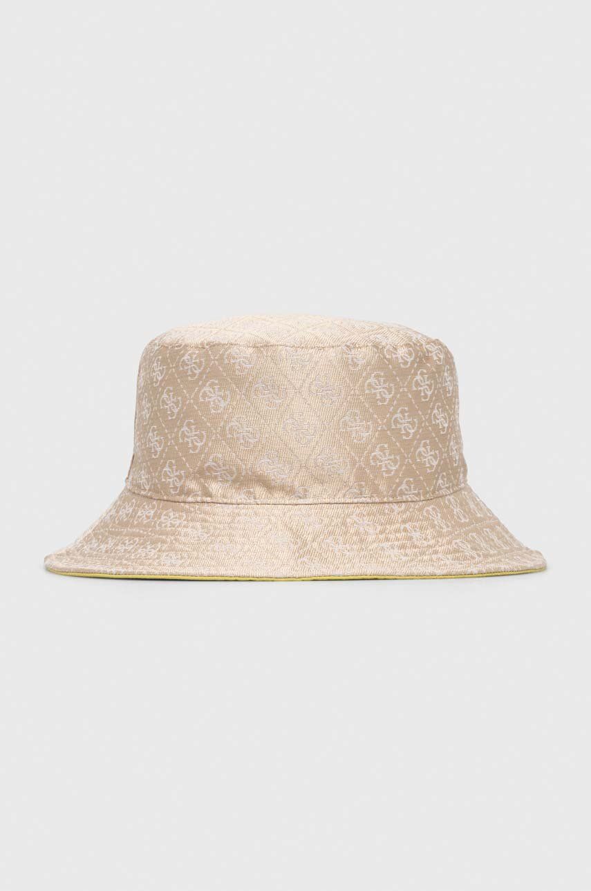 Oboustranný klobouk Guess béžová barva - béžová -  Materiál č. 1: 90 % Polyester